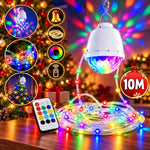 1+1 CADOU Instalatie Craciun Clopotel LED 2 Siruri Multicolore 10M Telecomanda Sincron Muzica