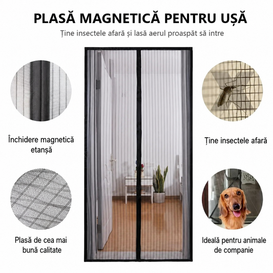 1+1 GRATIS Plasa pentru Usa Impotriva Insectelor Magnet 210x100 cm
