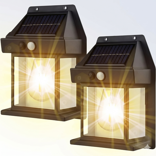 Set 2x Felinar Solar Decorativ Bec LED Senzor de Miscare