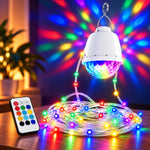 1+1 CADOU Instalatie Craciun Clopotel LED 2 Siruri Multicolore 10M Telecomanda Sincron Muzica