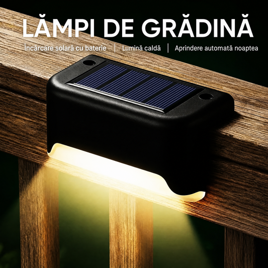 Set 4 Lampi Solare pentru Gard si Trepte - Lumina Calda