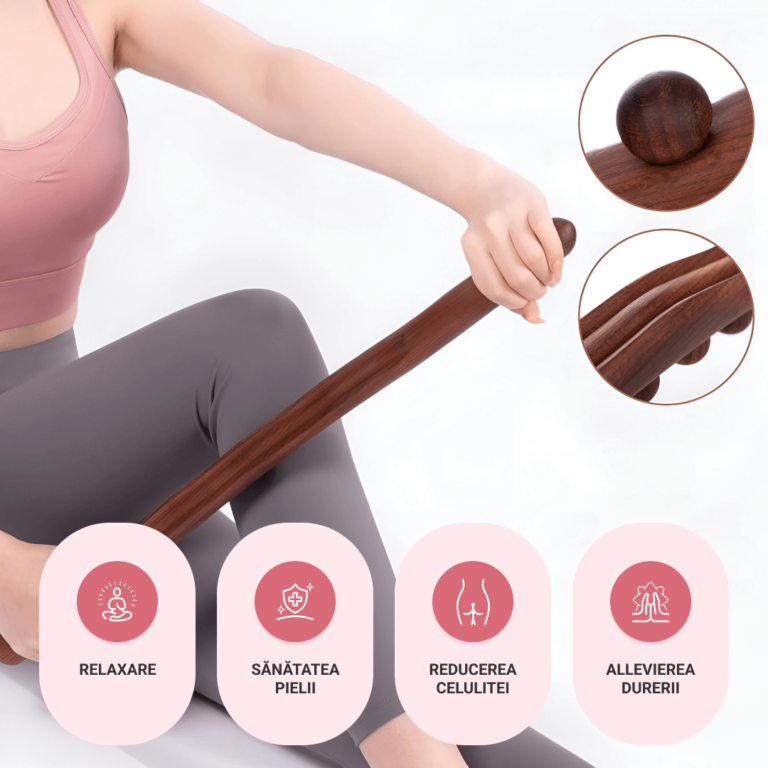 Baston Stimulator Limfatic din Lemn GuaSha