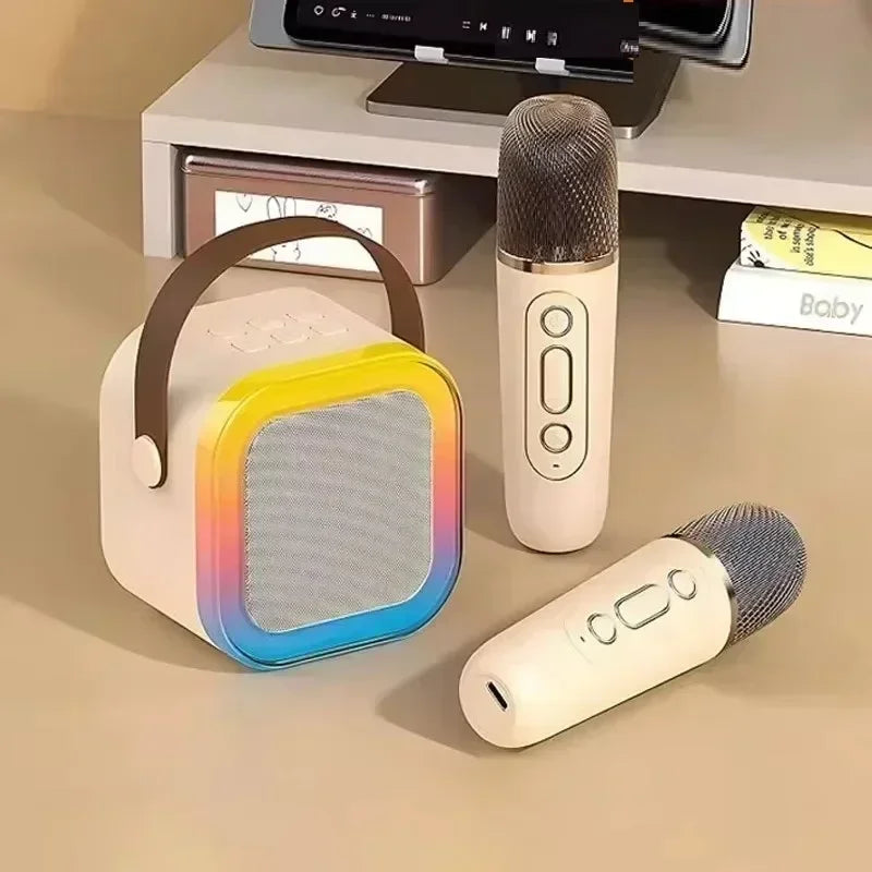 Mini Boxa Karaoke cu 2 Microfoane Lumini RGB
