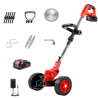 Motocoasa Electrica cu Roti, 2 Acumulatori 36V, 9 Accesorii