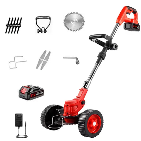 Motocoasa Electrica cu Roti, 2 Acumulatori 36V, 9 Accesorii