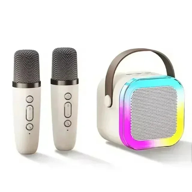 Mini Boxa Karaoke cu 2 Microfoane Lumini RGB