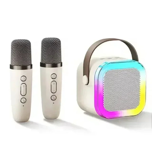 Mini Boxa Karaoke cu 2 Microfoane Lumini RGB