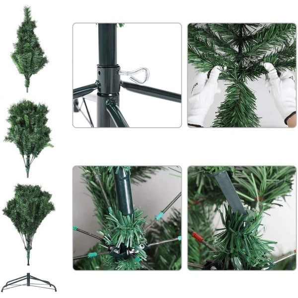 Brad Artificial 180CM, Suport Metalic + 43 Decoratiuni CADOU (globuri, lumini, beteala)
