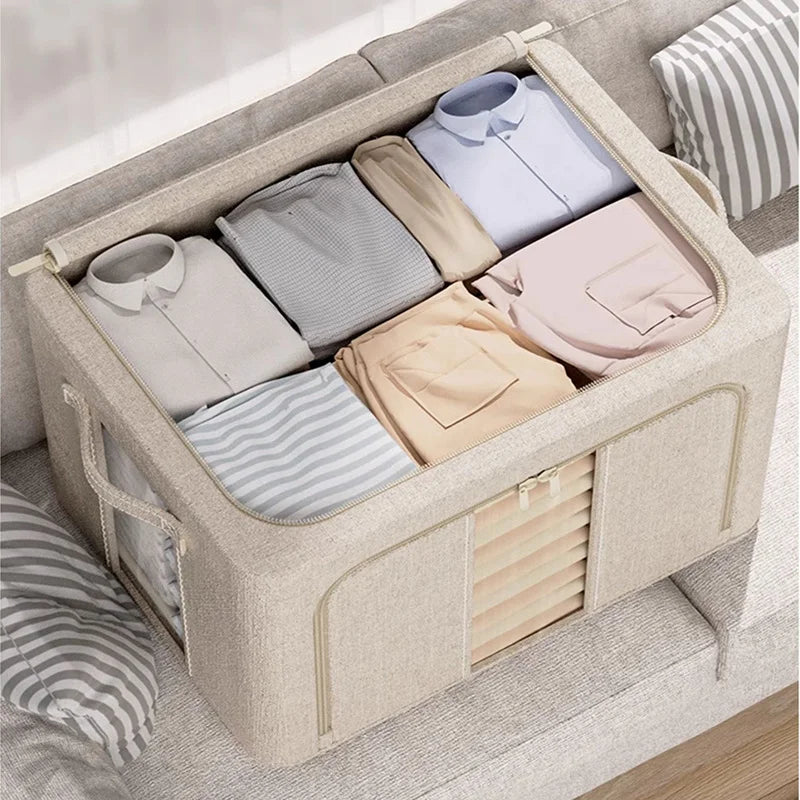 Cutie Pliabila Depozitare Haine Material Textil Fermoar 66L