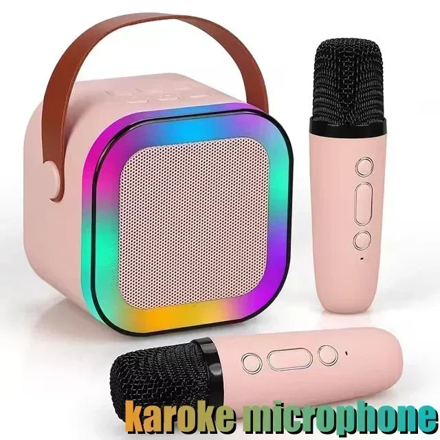 Mini Boxa Karaoke cu 2 Microfoane Lumini RGB