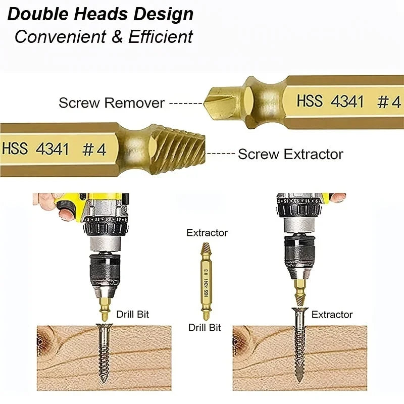 Kit de 6 Piese Extractoare Suruburi 2 in 1