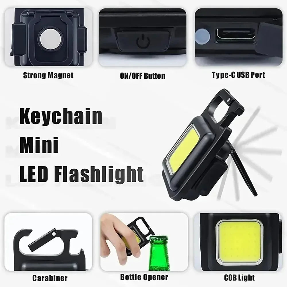1+1 Breloc Lanterna Led COB, 500Lm, Magnet, Desfacator Dop