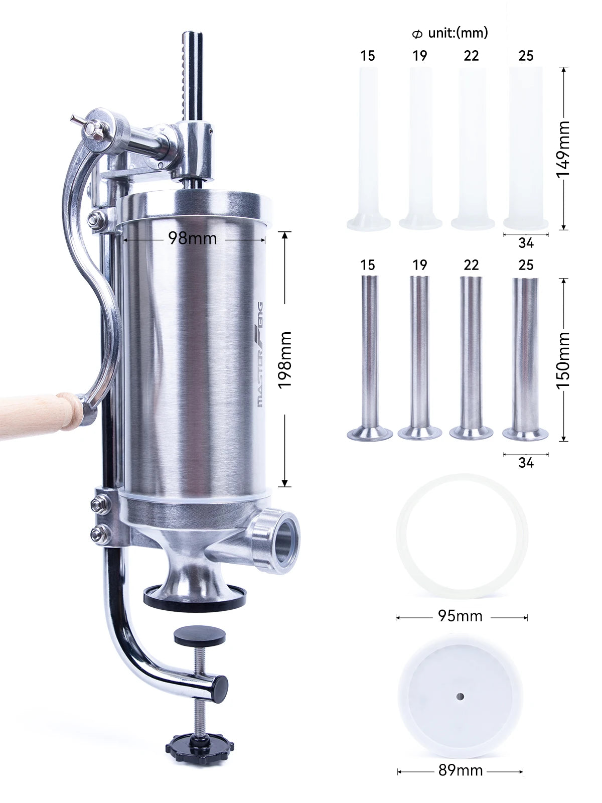 Aparat Umplut Carnati Vertical Inox Prindere Masa 1,25kg sau 2,5kg