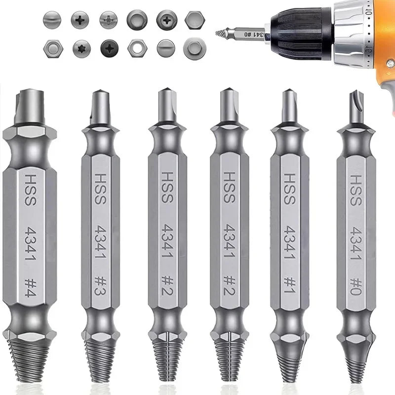Kit de 6 Piese Extractoare Suruburi 2 in 1