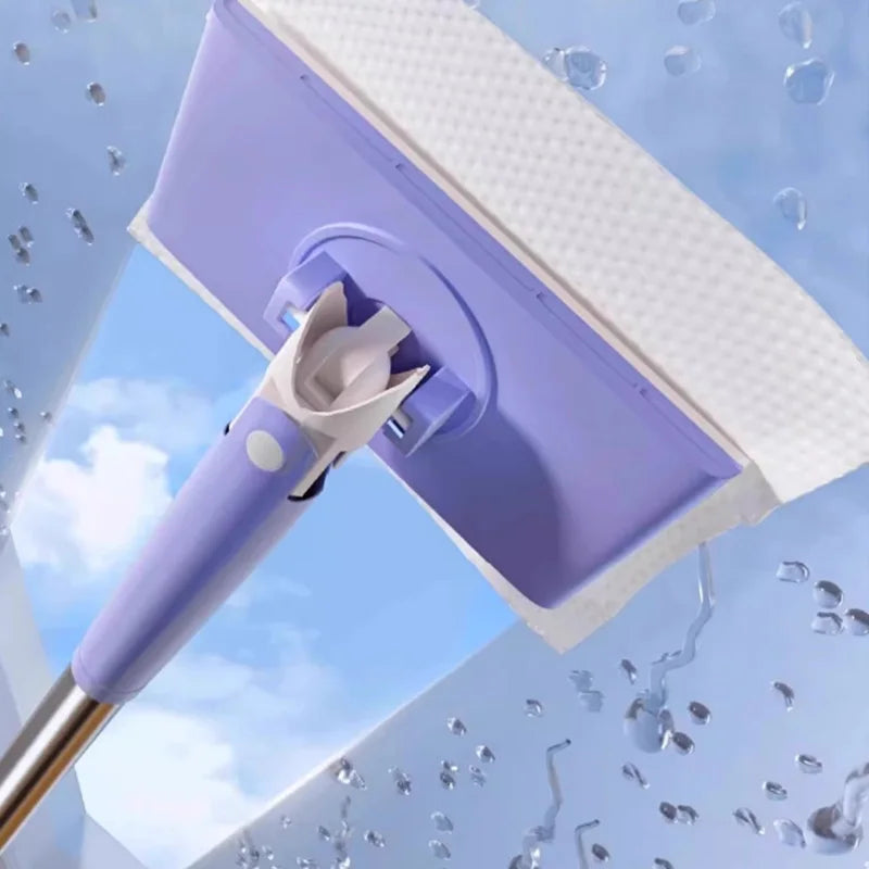Mop Telescopic 100cm, Rotire 360 cu Sistem Prindere Laveta + 10 Lavete Cadou